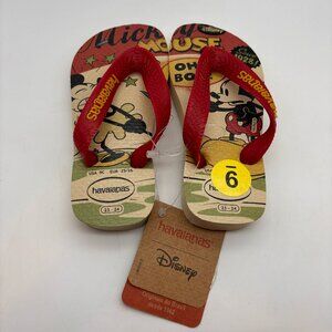 Havaianas Disney Retro Mickey Mouse Print Toddler Flip Flops Beige/Red Size 9C